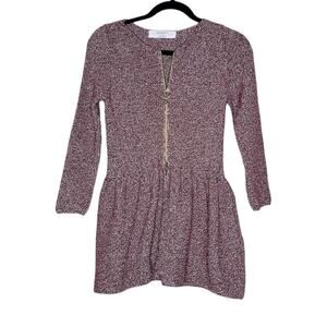 Zara Knit Sparkly Metallic Pink Peplum Top Zip Up, Vintage Zara